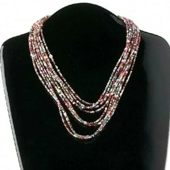 Colorful Tiny Glass Beads Multi-Strand Necklace - Picture 1 of 1